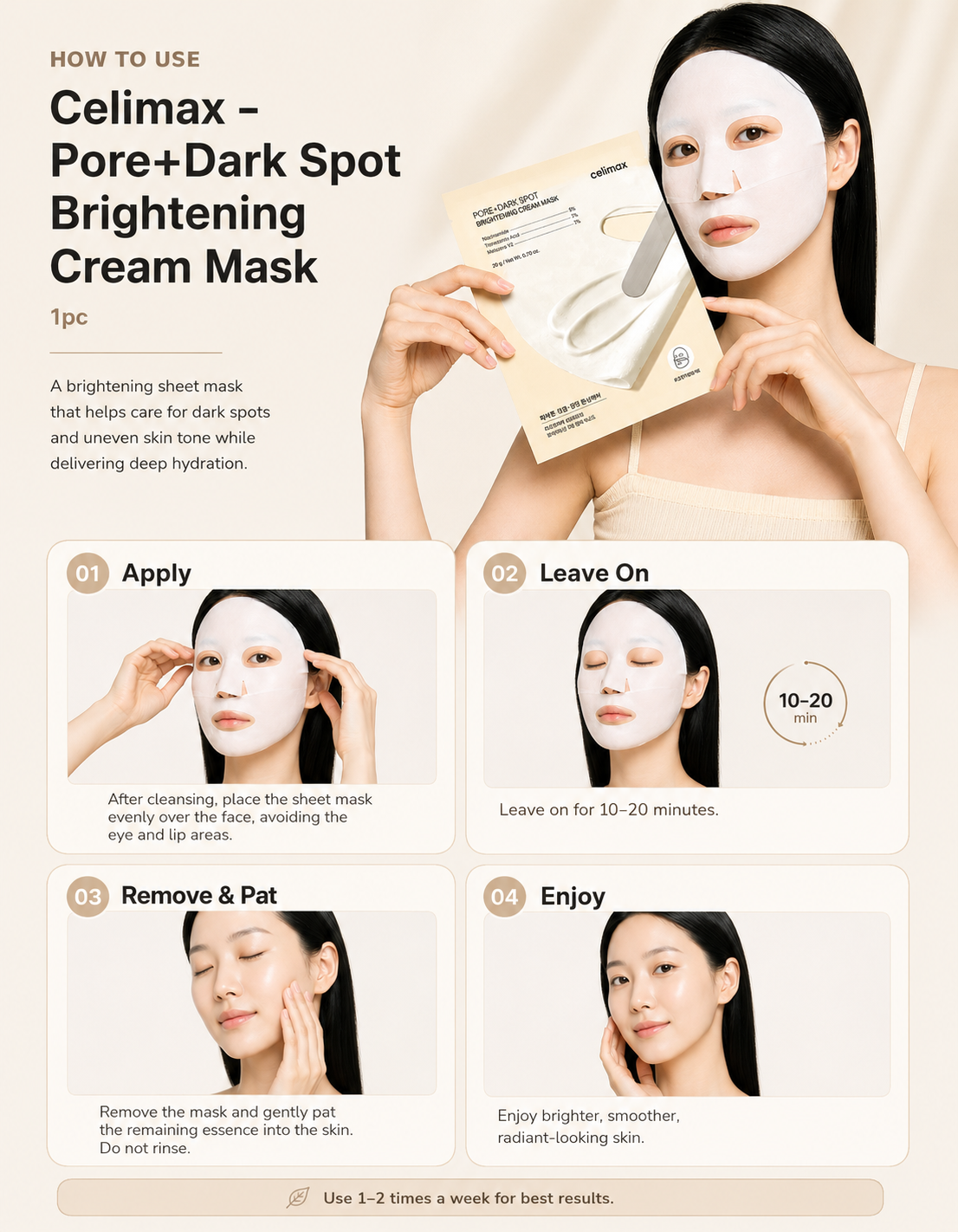 Celimax – Pore+Dark Spot Brightening Cream Mask
